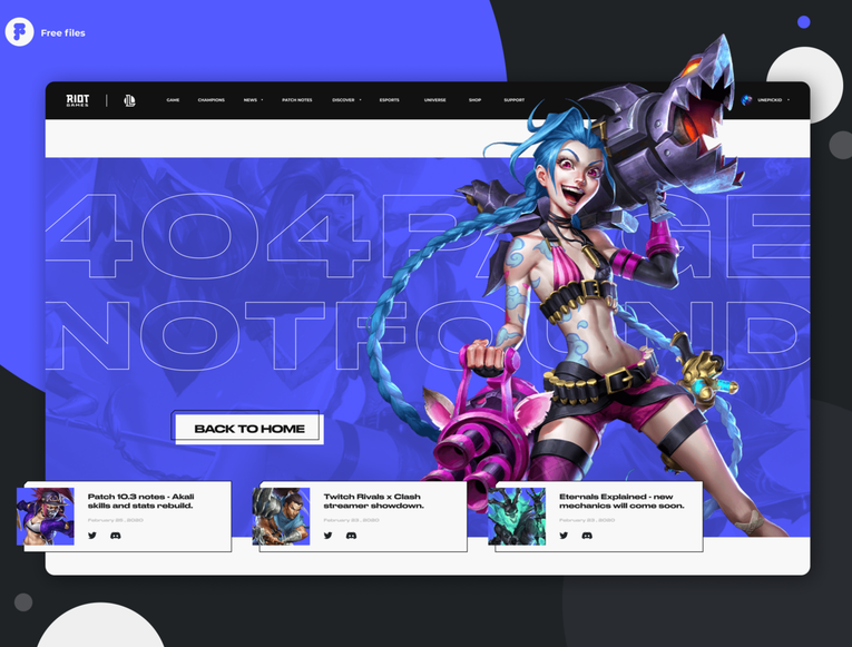 League Of Legends – 404 Page For Weekly Warm-Up Figma Free