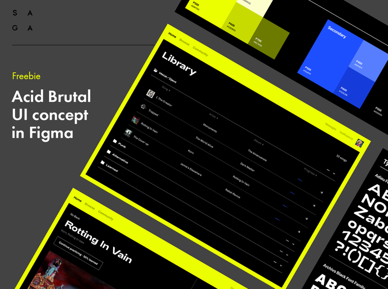 Freebie. Acid Brutal UI Concept In Figma Figma Free