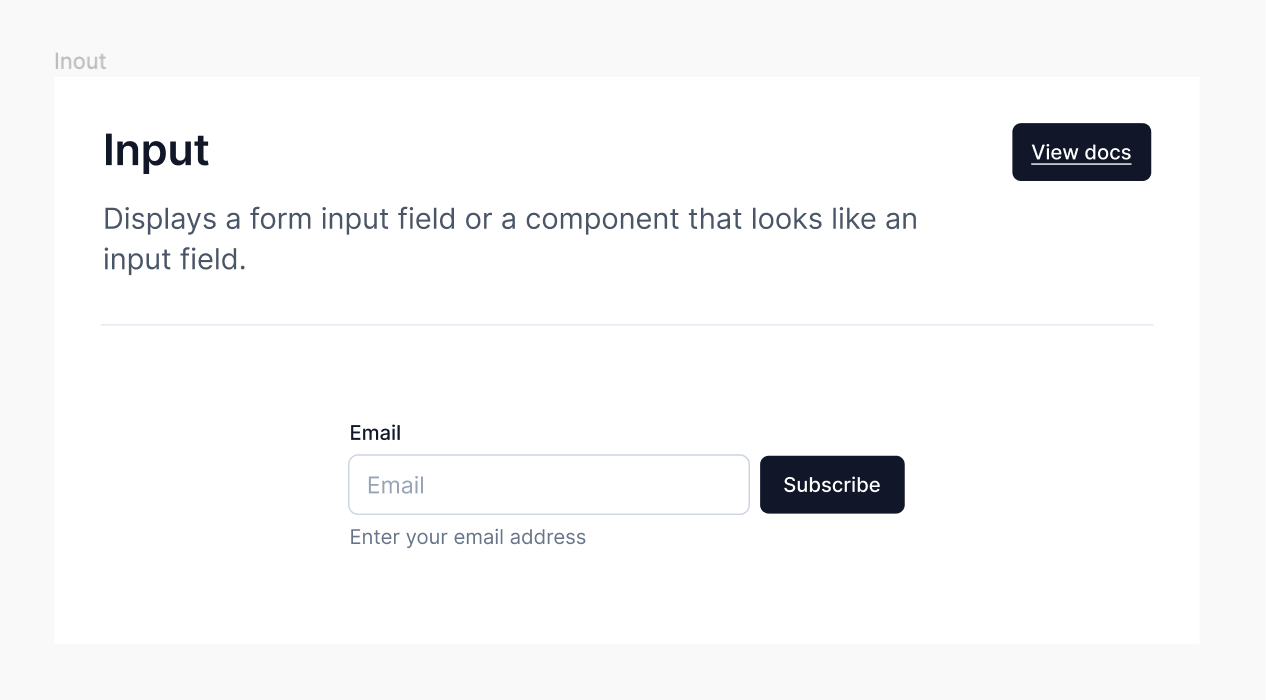 Displays a form input field or a component that looks like an input field.