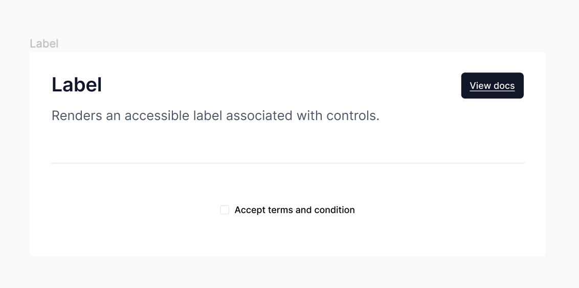 Renders an accessible label associated with controls.