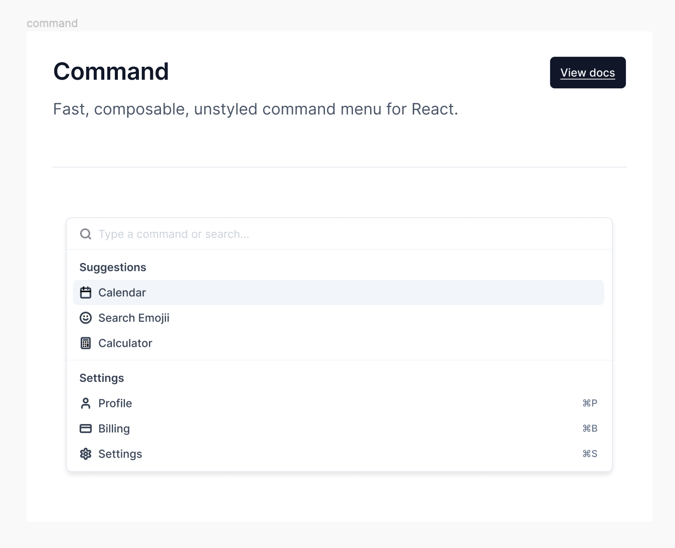 Fast, composable, unstyled command menu for React.