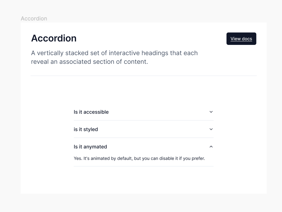 A vertically stacked set of interactive headings that each reveal an associated section of content.