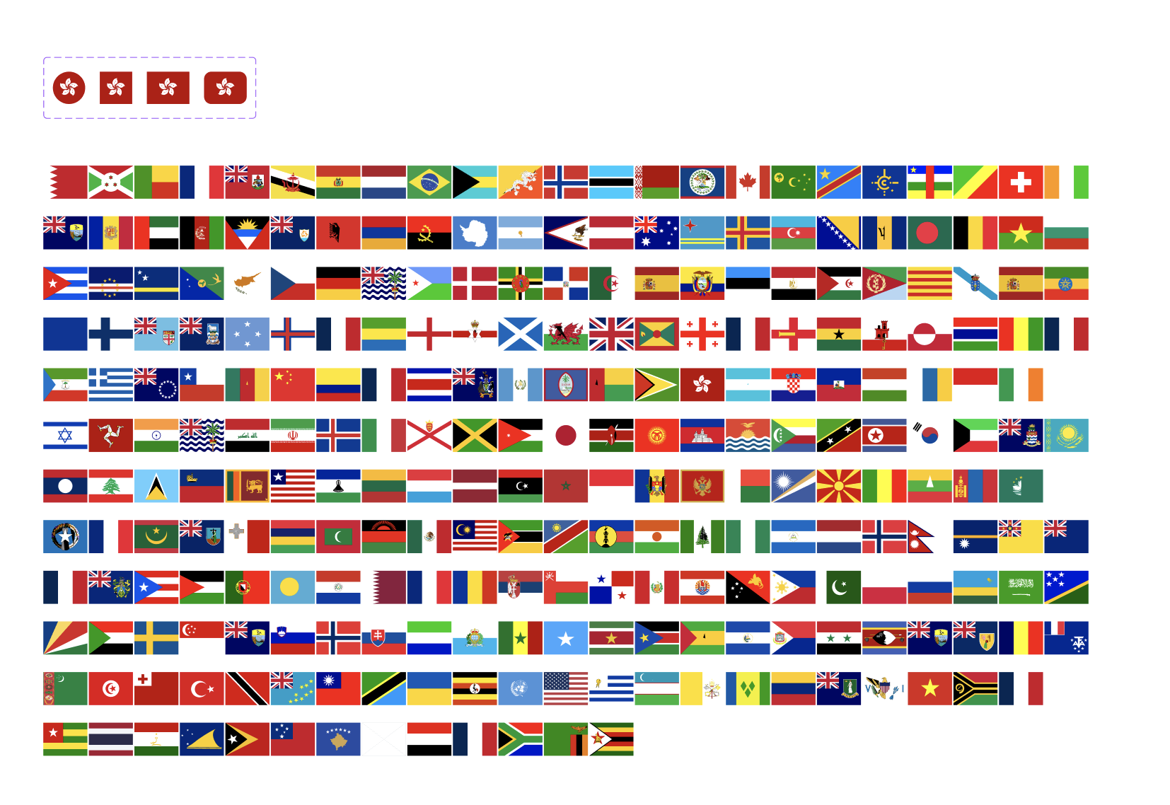 A collection of flags from around the world.