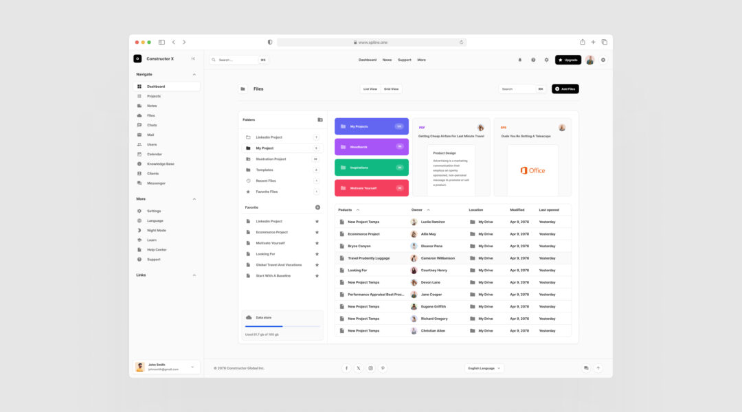 Files Dashboards for Figma Template