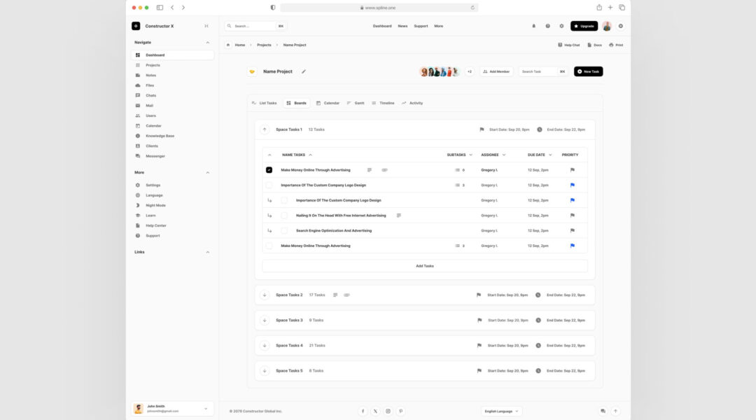 Tasks Dashboard for Figma Free