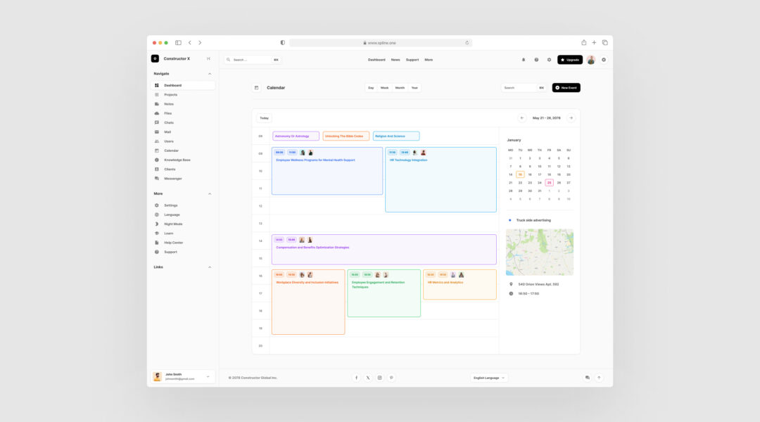 Day Calendar Dashboard for Figma for Free