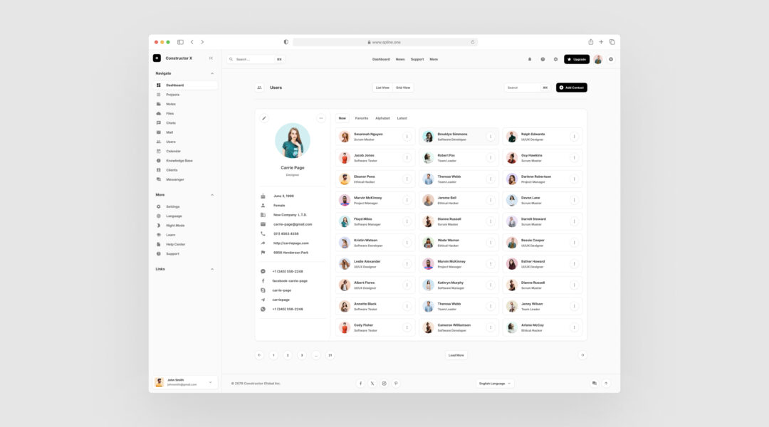 Contacts Dashboards for Figma Free