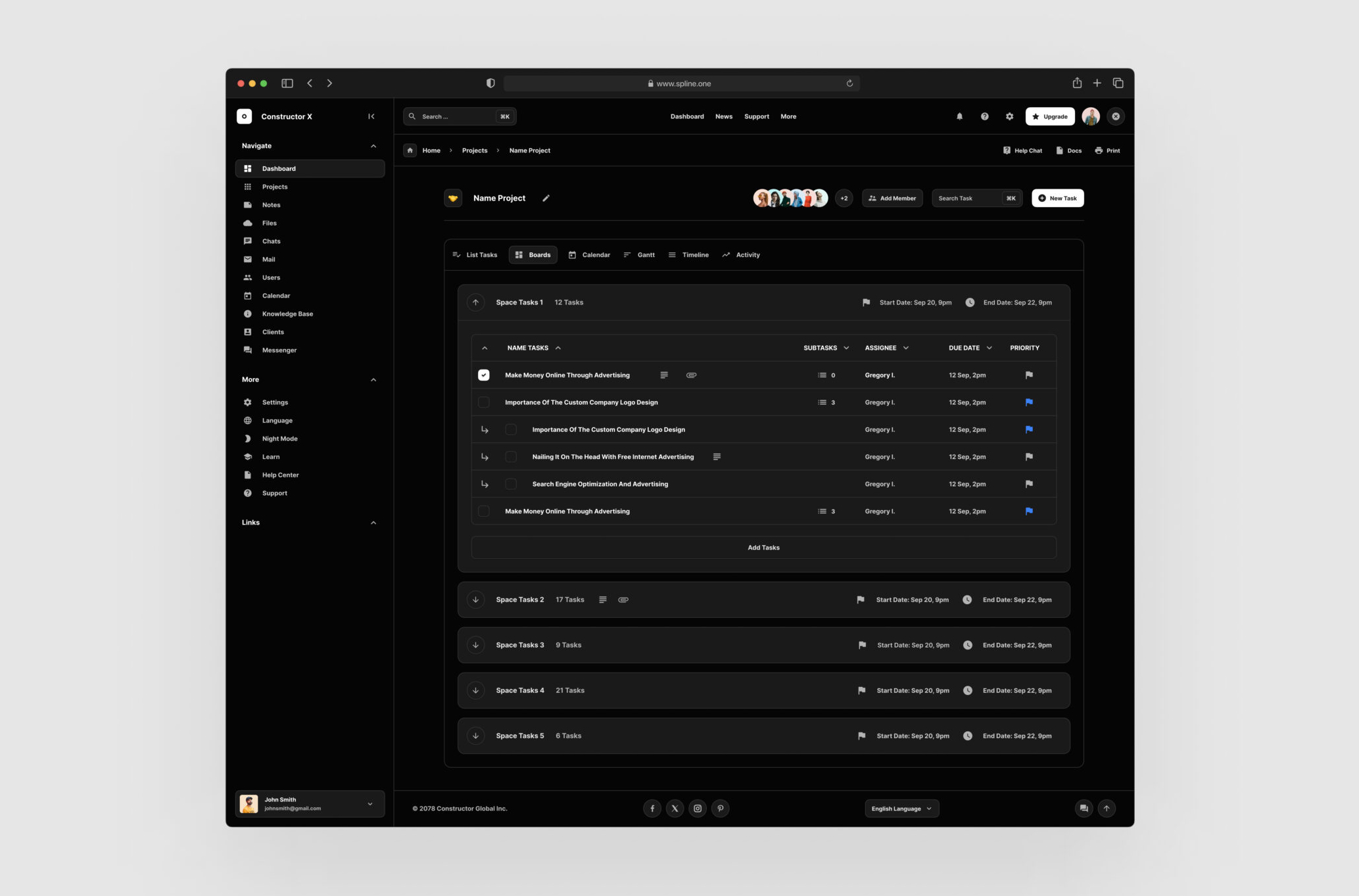 Tasks Dashboard for Figma Free