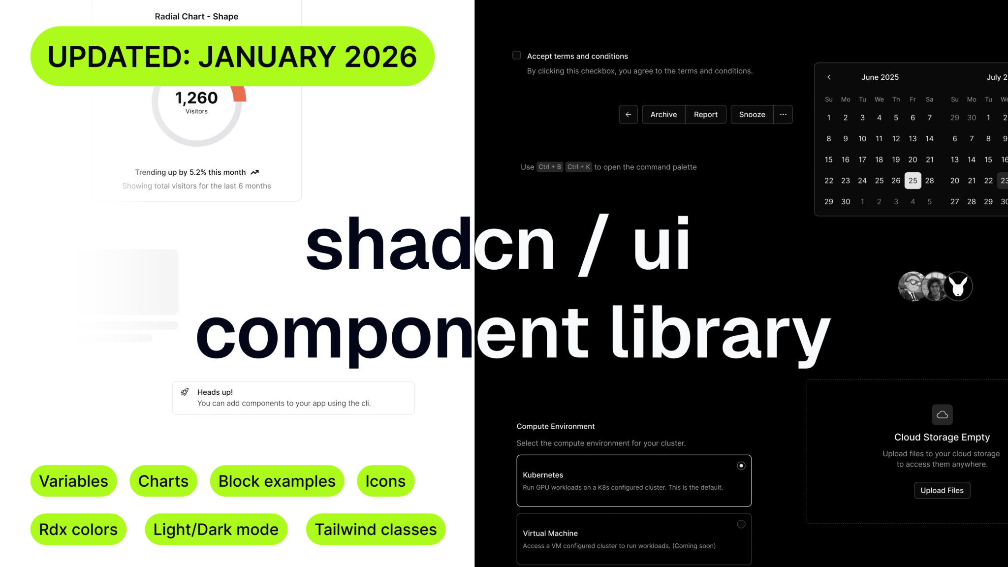 shadcn/ui components with variables & Tailwind classes - Updated January 2026