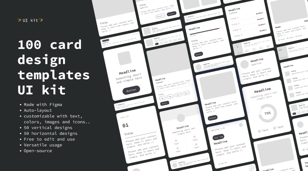 100 card design templates UI kit