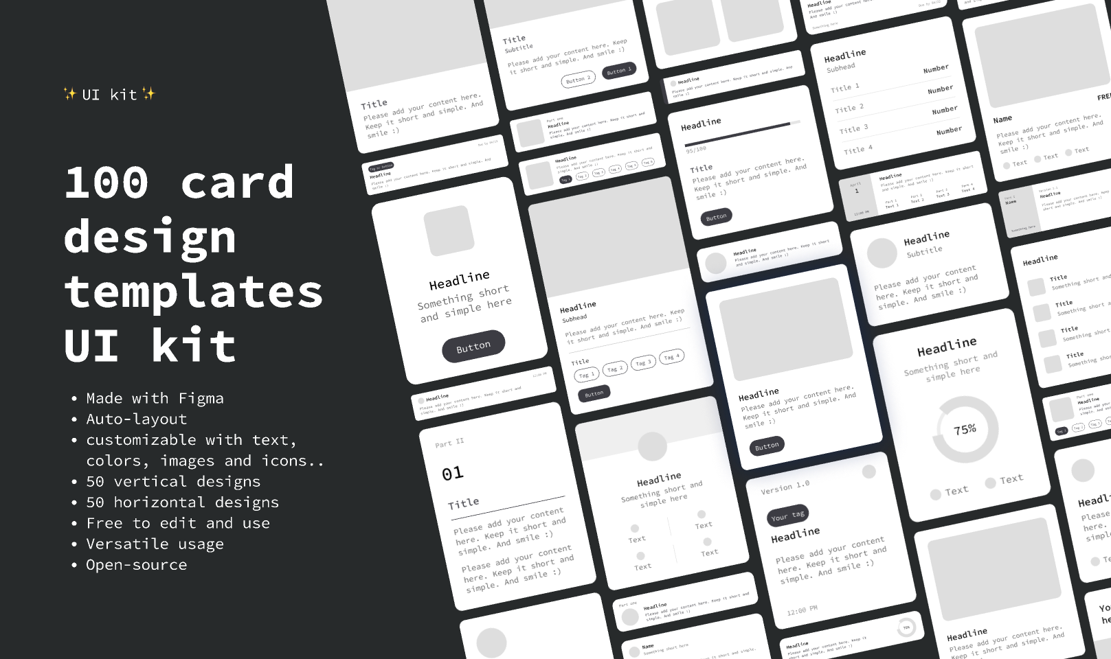 100 card design templates UI kit